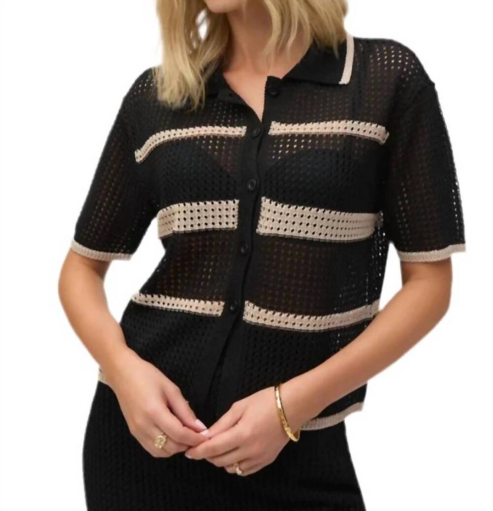 NEW JOSEPH RIBKOFF knit open stitch stripe cover up sweater in black